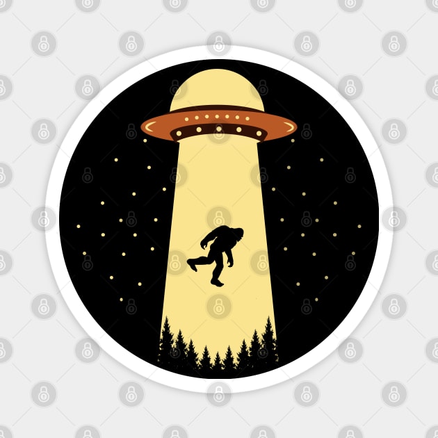 Bigfoot Ufo Abduction Magnet by Tesszero